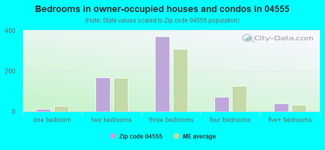 Bedrooms in owner-occupied houses and condos in 04555 