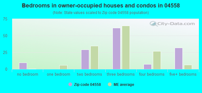 Bedrooms in owner-occupied houses and condos in 04558 