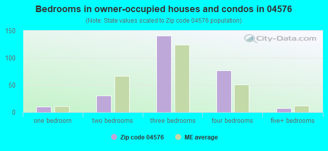 Bedrooms in owner-occupied houses and condos in 04576 