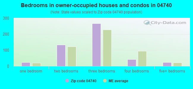 Bedrooms in owner-occupied houses and condos in 04740 