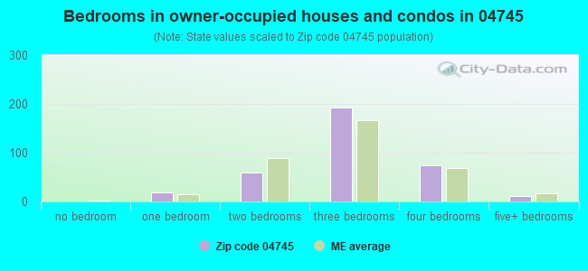 Bedrooms in owner-occupied houses and condos in 04745 