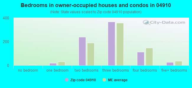Bedrooms in owner-occupied houses and condos in 04910 