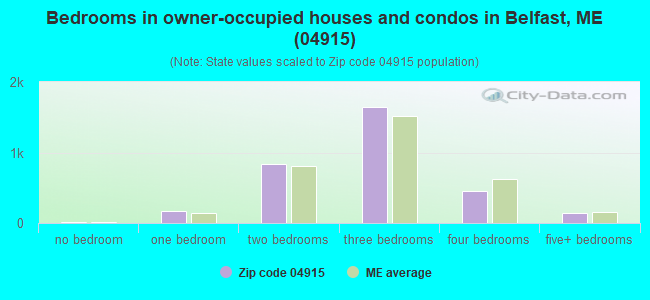 Bedrooms in owner-occupied houses and condos in Belfast, ME (04915) 