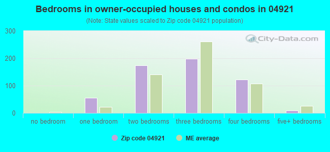 Bedrooms in owner-occupied houses and condos in 04921 