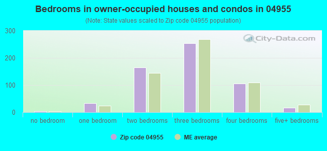Bedrooms in owner-occupied houses and condos in 04955 