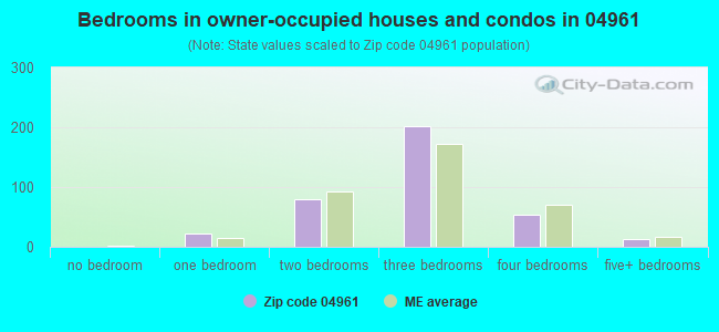 Bedrooms in owner-occupied houses and condos in 04961 