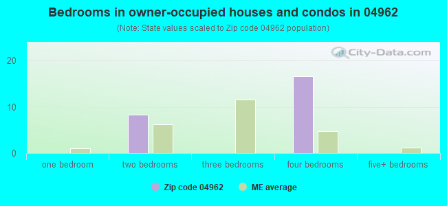 Bedrooms in owner-occupied houses and condos in 04962 