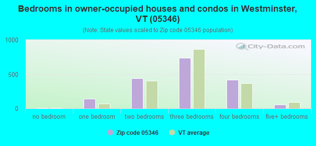 Bedrooms in owner-occupied houses and condos in Westminster, VT (05346) 