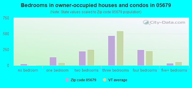 Bedrooms in owner-occupied houses and condos in 05679 