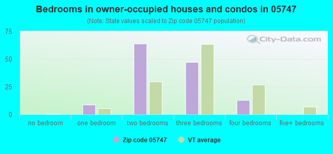 Bedrooms in owner-occupied houses and condos in 05747 