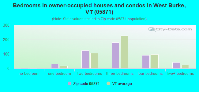 Bedrooms in owner-occupied houses and condos in West Burke, VT (05871) 
