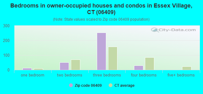 Bedrooms in owner-occupied houses and condos in Essex Village, CT (06409) 