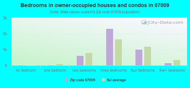 Bedrooms in owner-occupied houses and condos in 07009 