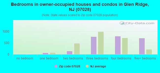 Bedrooms in owner-occupied houses and condos in Glen Ridge, NJ (07028) 