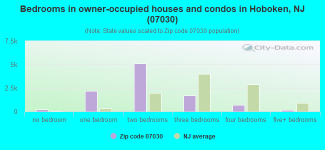 Bedrooms in owner-occupied houses and condos in Hoboken, NJ (07030) 
