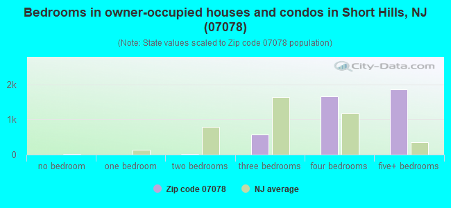 Bedrooms in owner-occupied houses and condos in Short Hills, NJ (07078) 