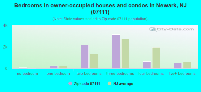 Bedrooms in owner-occupied houses and condos in Newark, NJ (07111) 