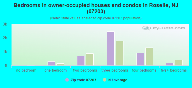 Bedrooms in owner-occupied houses and condos in Roselle, NJ (07203) 