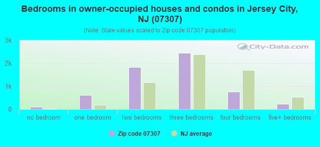 Bedrooms in owner-occupied houses and condos in Jersey City, NJ (07307) 