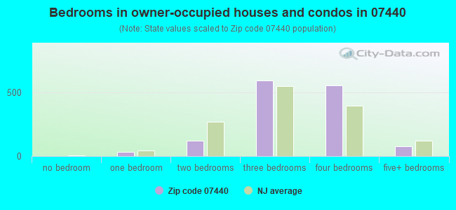Bedrooms in owner-occupied houses and condos in 07440 