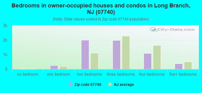 Bedrooms in owner-occupied houses and condos in Long Branch, NJ (07740) 
