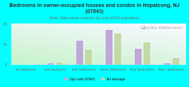 Bedrooms in owner-occupied houses and condos in Hopatcong, NJ (07843) 