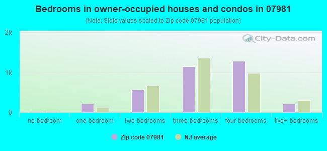 Bedrooms in owner-occupied houses and condos in 07981 