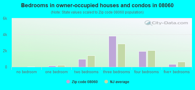 Bedrooms in owner-occupied houses and condos in 08060 
