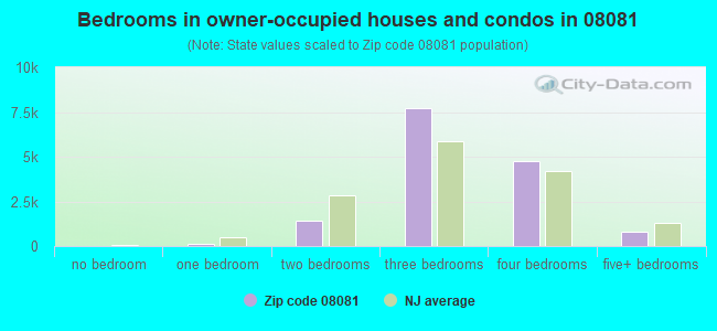 Bedrooms in owner-occupied houses and condos in 08081 