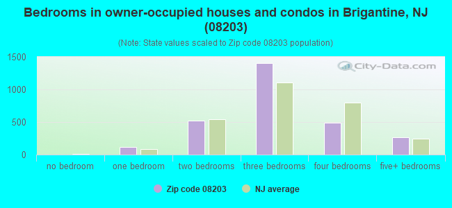 Bedrooms in owner-occupied houses and condos in Brigantine, NJ (08203) 