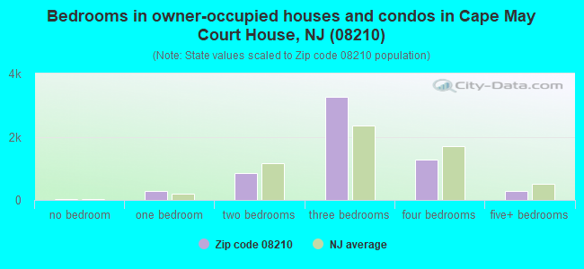 Bedrooms in owner-occupied houses and condos in Cape May Court House, NJ (08210) 