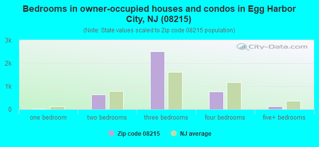 Bedrooms in owner-occupied houses and condos in Egg Harbor City, NJ (08215) 