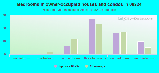 Bedrooms in owner-occupied houses and condos in 08224 