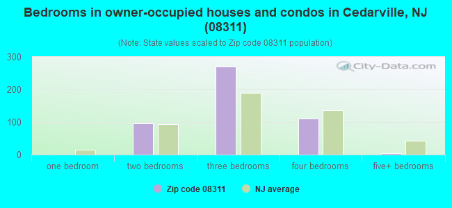 Bedrooms in owner-occupied houses and condos in Cedarville, NJ (08311) 
