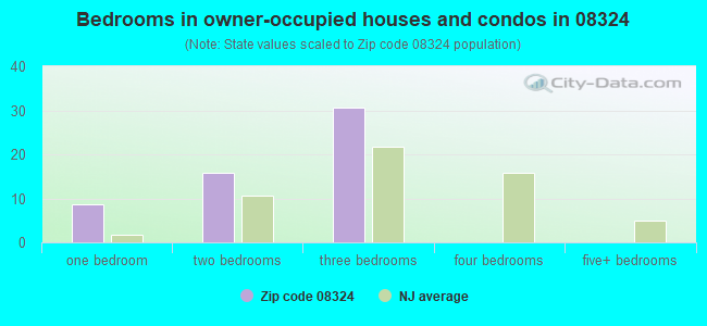 Bedrooms in owner-occupied houses and condos in 08324 