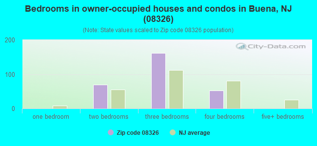 Bedrooms in owner-occupied houses and condos in Buena, NJ (08326) 