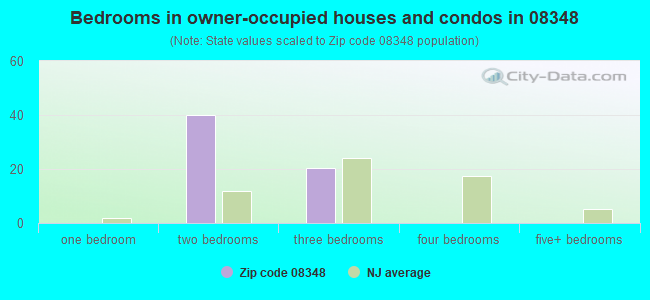 Bedrooms in owner-occupied houses and condos in 08348 