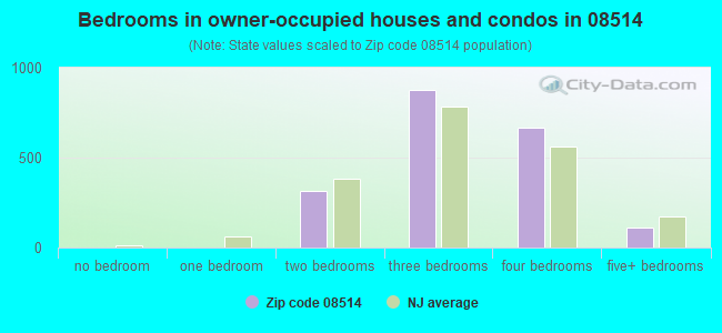 Bedrooms in owner-occupied houses and condos in 08514 