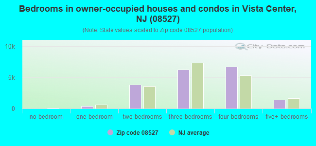 Bedrooms in owner-occupied houses and condos in Vista Center, NJ (08527) 