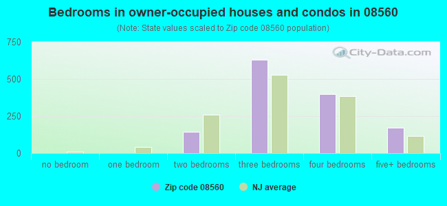 Bedrooms in owner-occupied houses and condos in 08560 