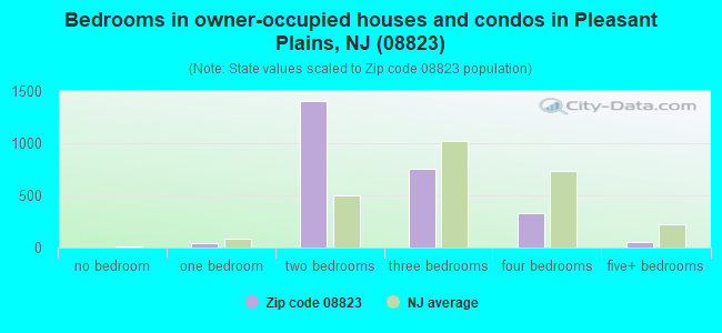 Bedrooms in owner-occupied houses and condos in Pleasant Plains, NJ (08823) 