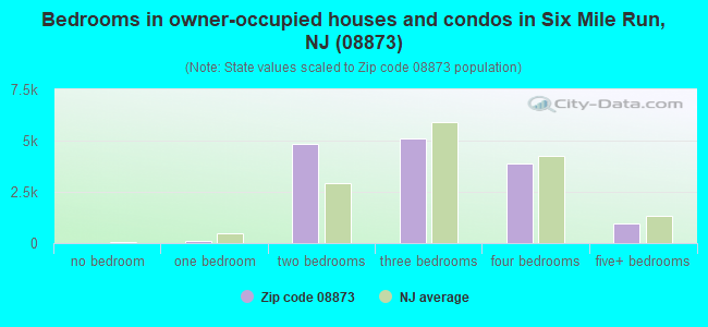 Bedrooms in owner-occupied houses and condos in Six Mile Run, NJ (08873) 