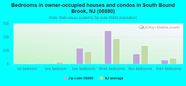 Bedrooms in owner-occupied houses and condos in South Bound Brook, NJ (08880) 