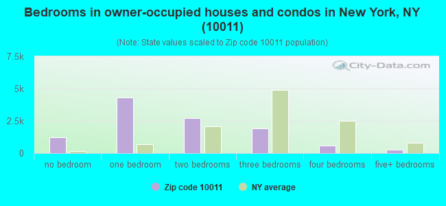Bedrooms in owner-occupied houses and condos in New York, NY (10011) 