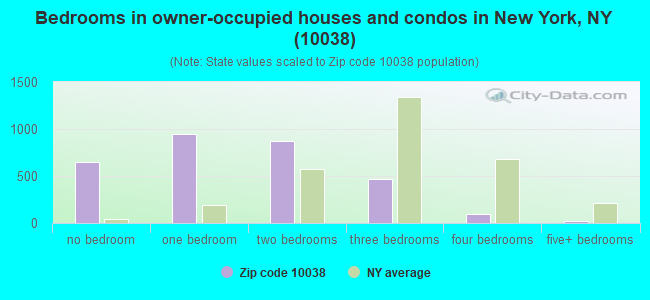 Bedrooms in owner-occupied houses and condos in New York, NY (10038) 