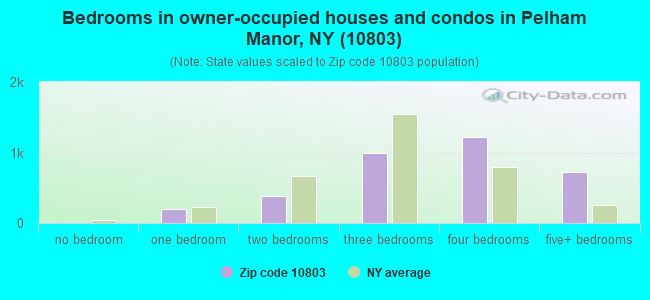 Bedrooms in owner-occupied houses and condos in Pelham Manor, NY (10803) 