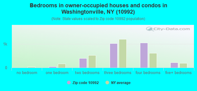 Bedrooms in owner-occupied houses and condos in Washingtonville, NY (10992) 
