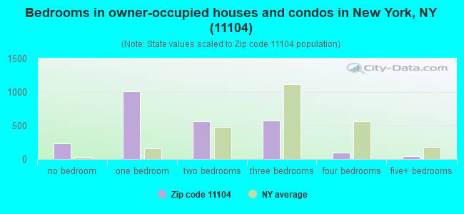 Bedrooms in owner-occupied houses and condos in New York, NY (11104) 