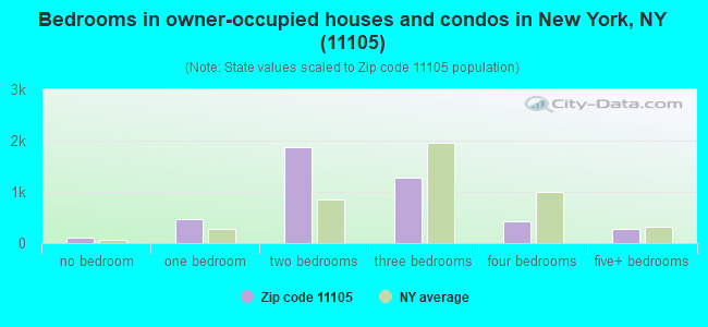 Bedrooms in owner-occupied houses and condos in New York, NY (11105) 