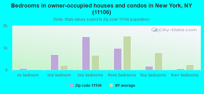 Bedrooms in owner-occupied houses and condos in New York, NY (11106) 